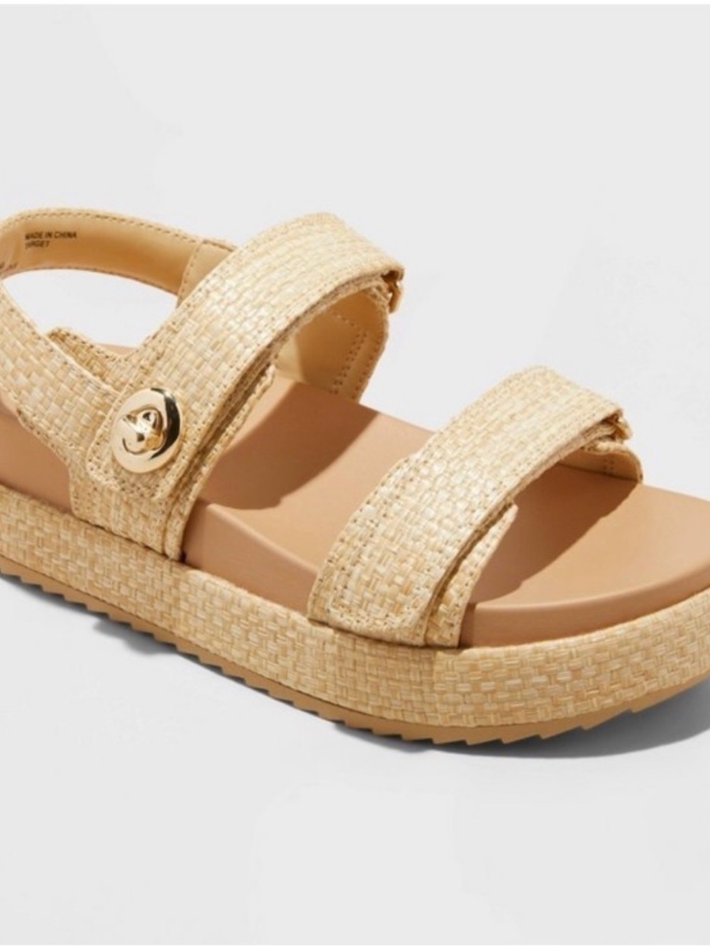 NWT Target A New Day Double Band Tan Sandals gold hardware size 7.5